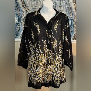 Lady Winn by TEDDI California Vintage Floral Button Down, Size L